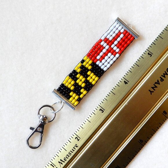 Maryland state flag bead keychain/bag charm, handmade - Picture 5 of 5
